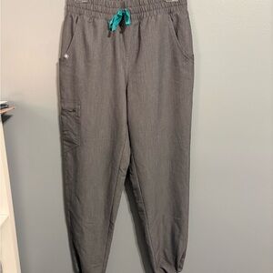 Figs Gray Joggers with Teal Drawstring